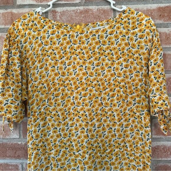 Faithfull The Brand Daphne Mini Flounce Dress Women’s 6 Yellow Ditsy Floral - Picture 3 of 10